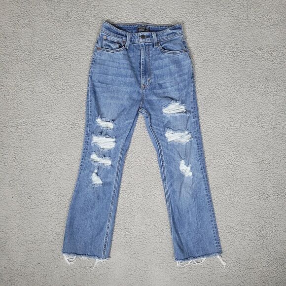 Abercrombie & Fitch Jeans Women 26 2S Zoe Natural Rise Ankle Straight Distressed - Picture 1 of 6